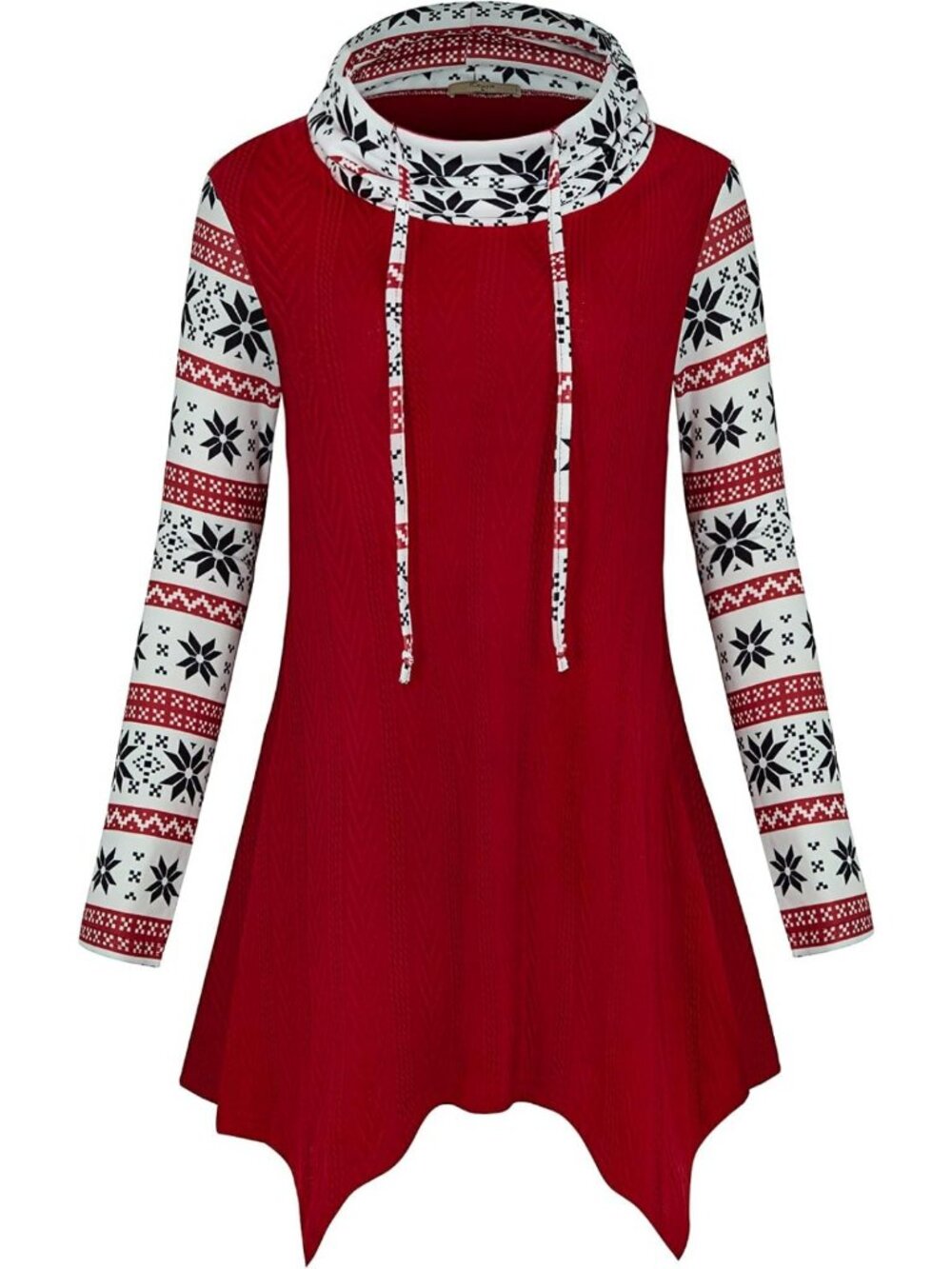 Cowl Neck Asymmetrical Plaid Tunic Top for Women - Stylish Long Blouse